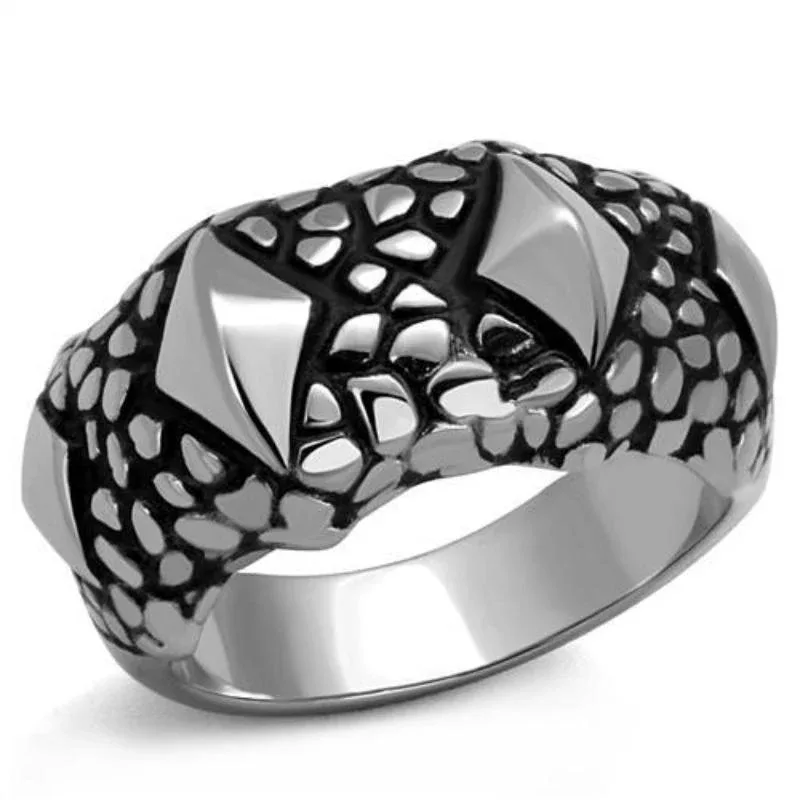 High Polished (no Plating) Stainless Steel Ring with Epoxy in Jet by FASHNZFAB