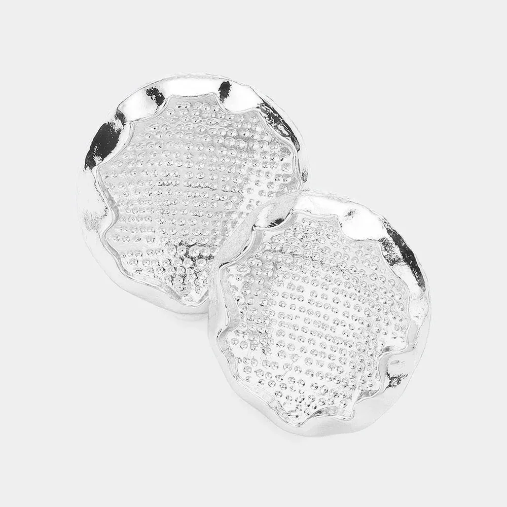 Textured Metal Abstract Clip on Earrings by FASHNZFAB