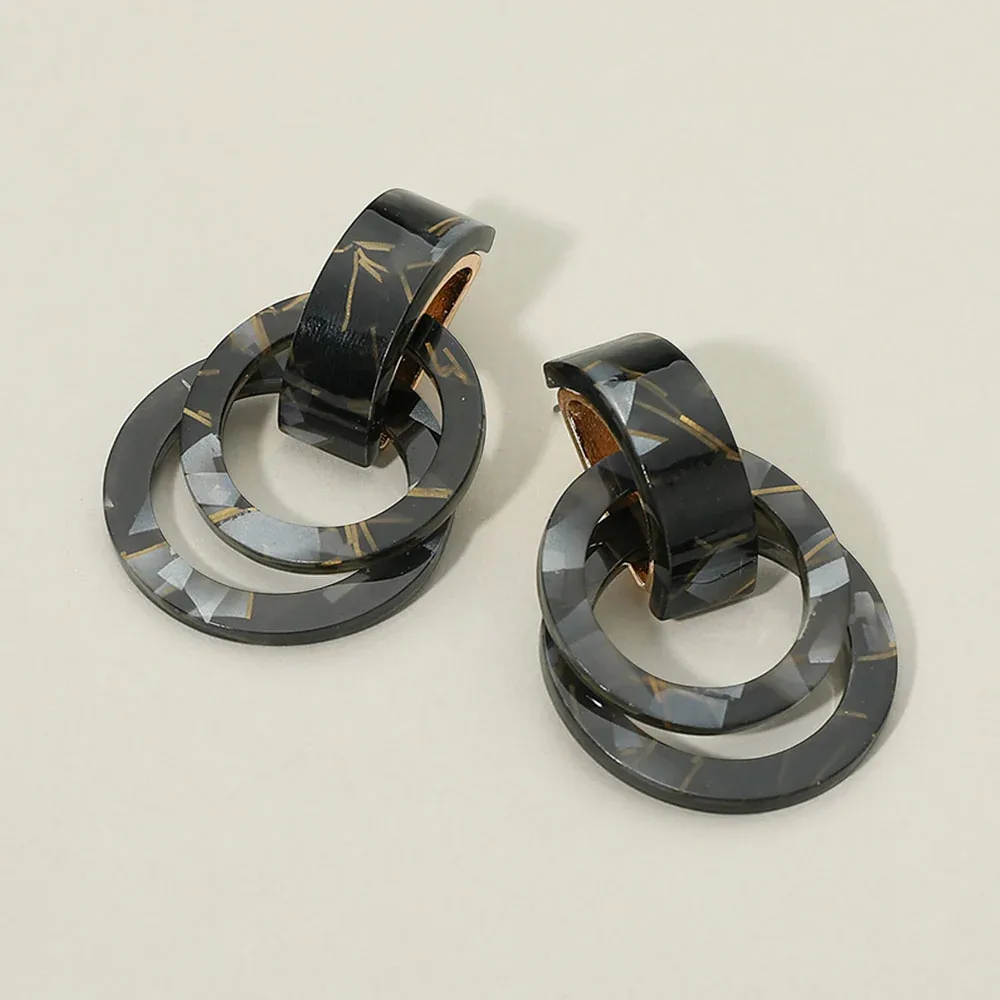 Geometric Resin Double Circle Drop Statement Earrings by FASHNZFAB