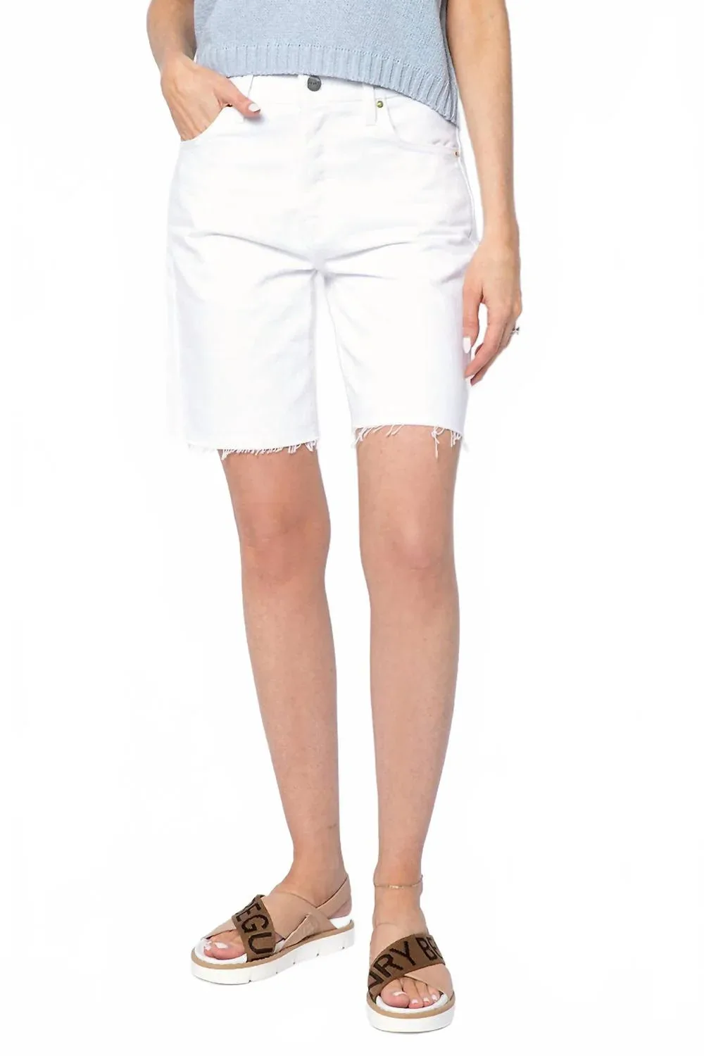 Le Slouch Bermuda Shorts in Rumpled Blanc by FRAME