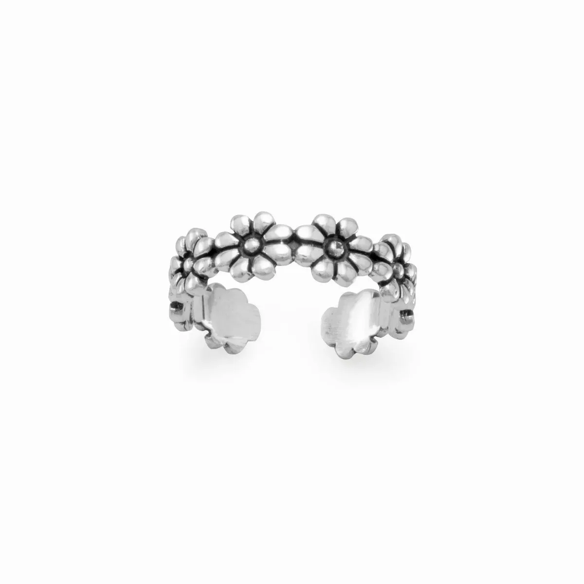 Oxidized Flower Toe Ring by FASHNZFAB