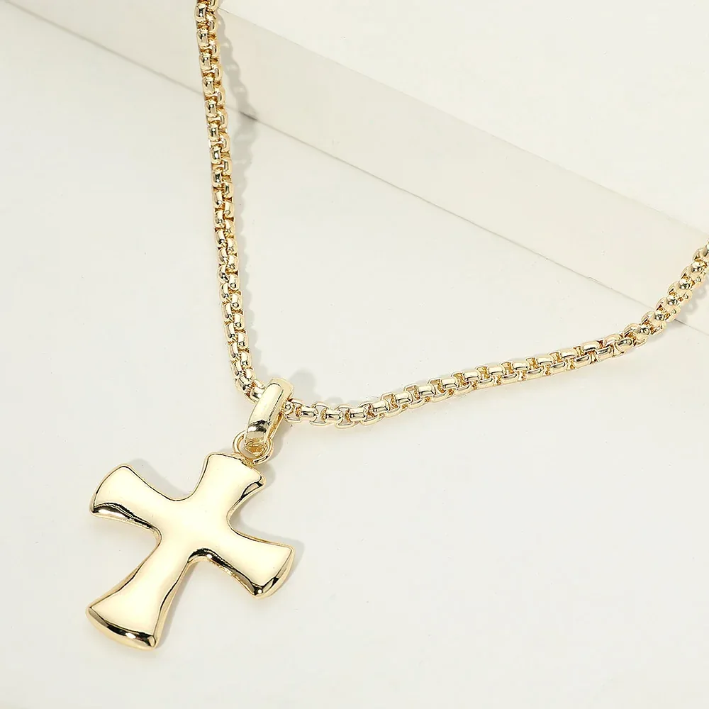 14K Gold Plated Cross Pendant Necklace by FASHNZFAB