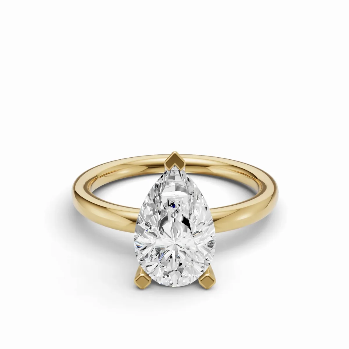 1CT Pear Cut Lab Grown Diamond Solitaire Ring