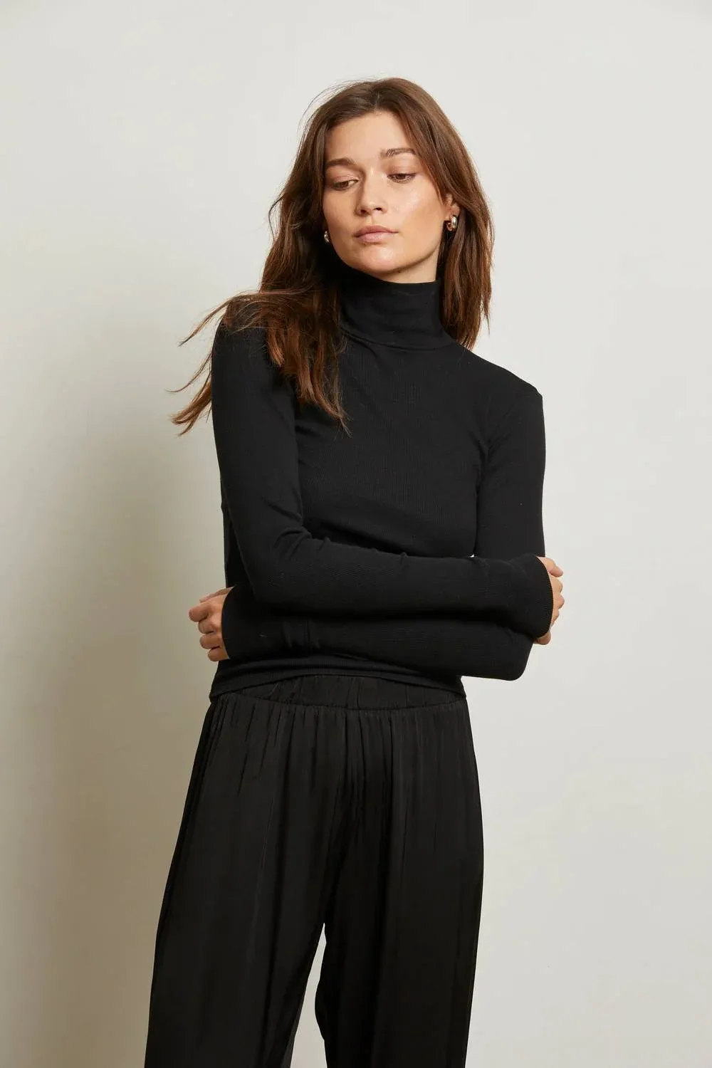 Hayden Rib Turtleneck Top in True by PERFECTWHITETEE
