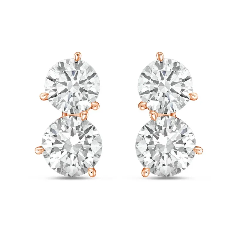 14K RG Gold 2 Stone Earrings 3.00 ct tw by Diana M Jewels