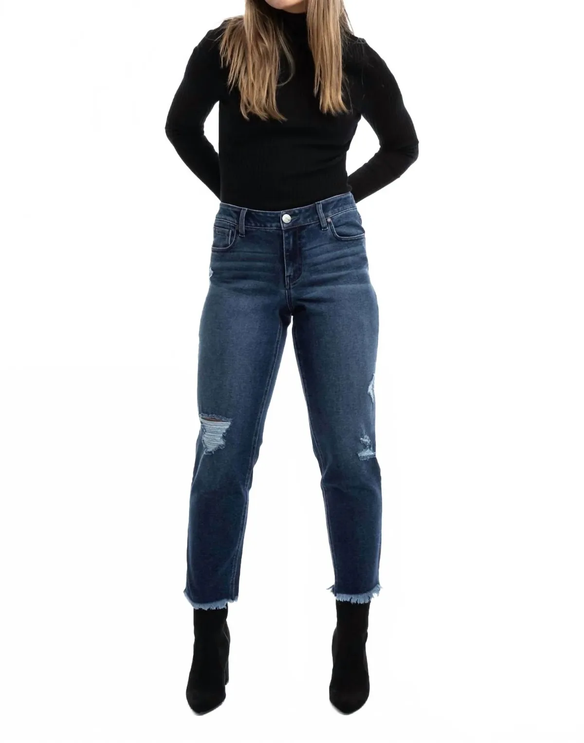 Eco Mid-Rise Slim Girlfriend Jeans in Talia by 1822 Denim
