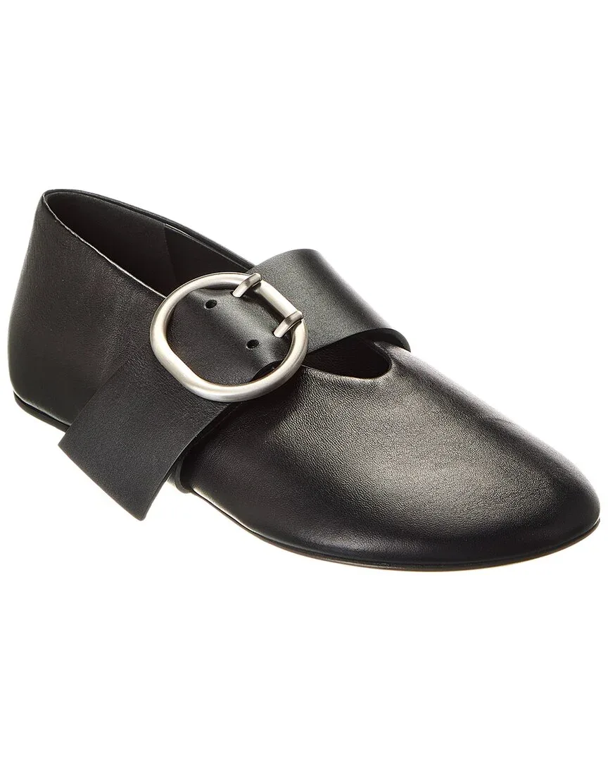 Cannolo Buckle Strap Leather Flat