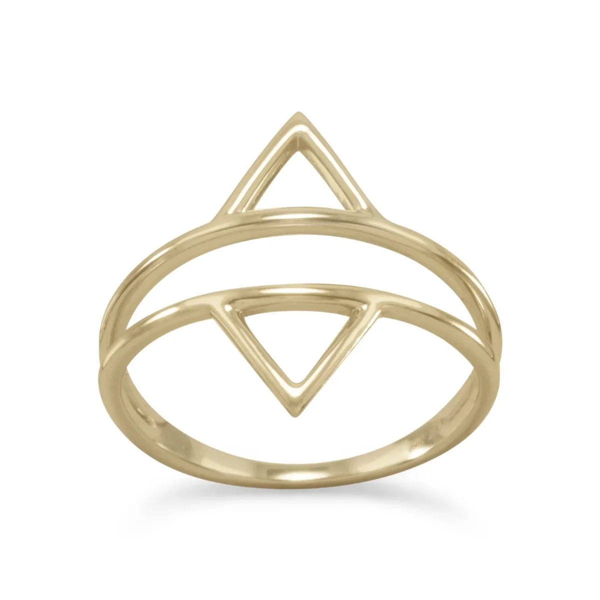 14 Karat Gold Plated Double Triangle Ring by FASHNZFAB