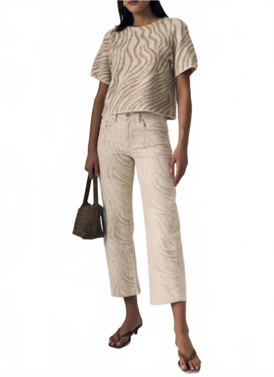 Nomad Ankle Mid Rise Jeans in Zebra by Le Jean