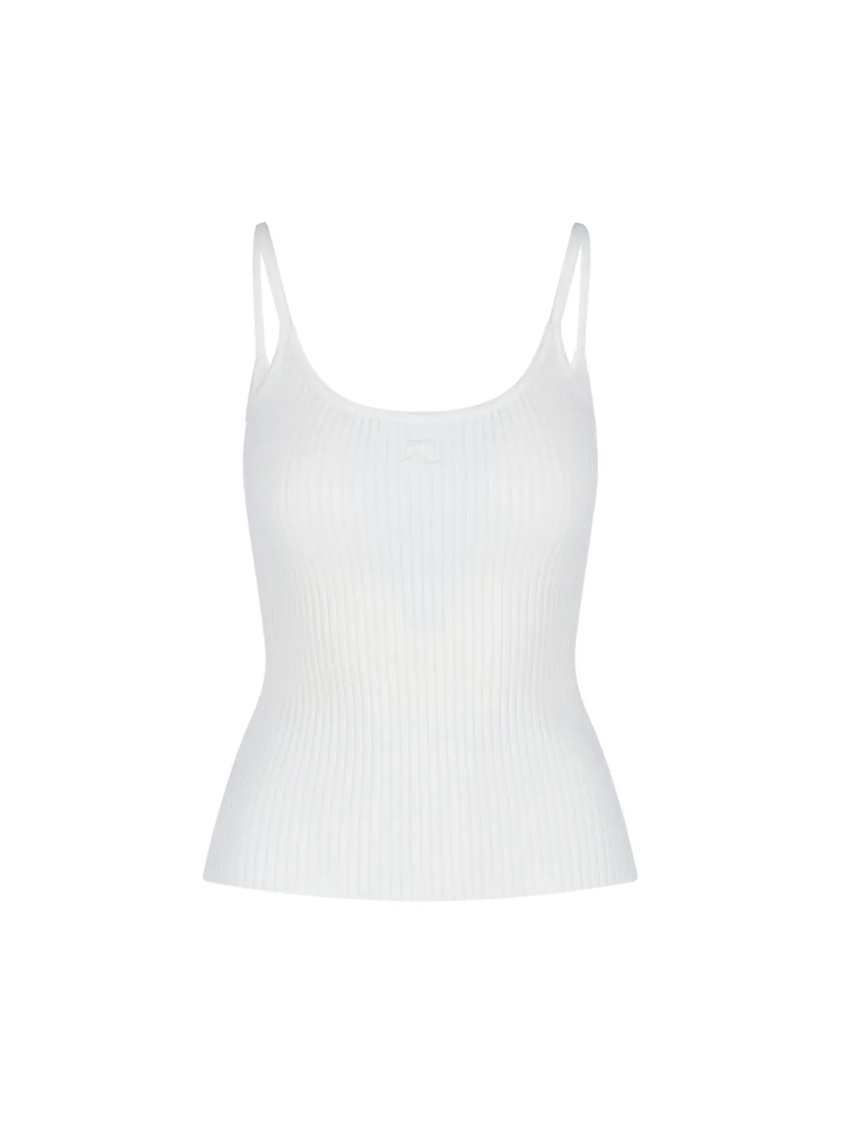 Tank Top, in White Fabric, Ribbed Workmanship