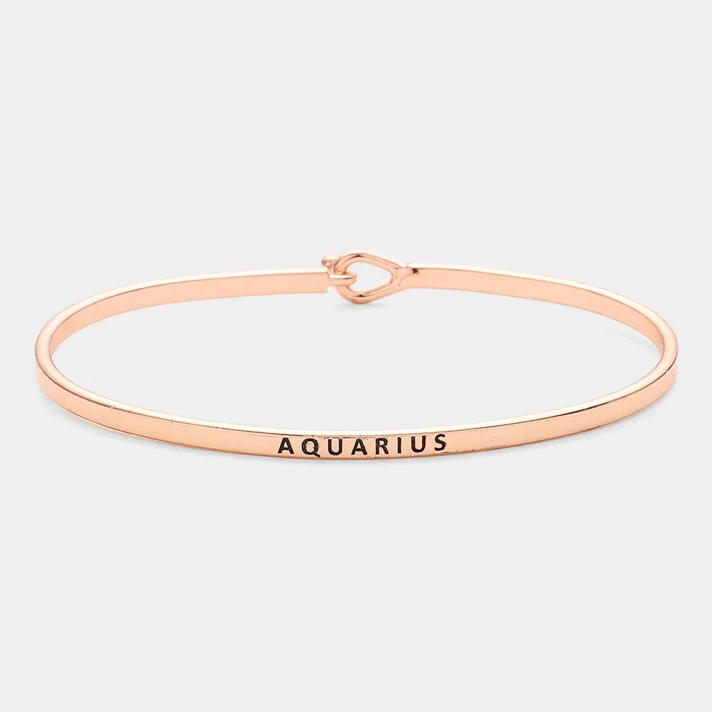 "Aquarius" Zodiac Thin Brass Metal Hook Bracelet by FASHNZFAB