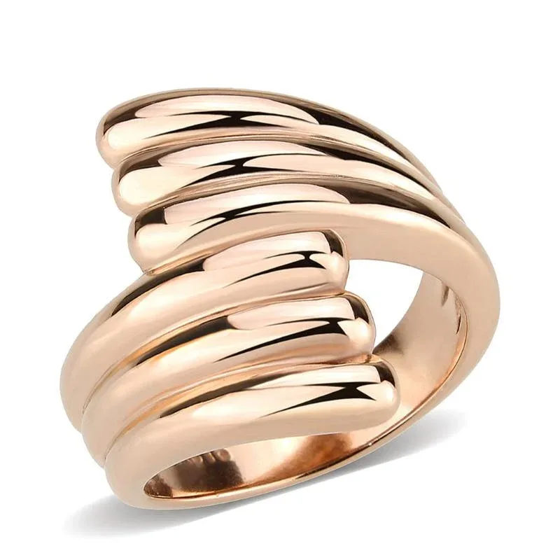 IP Rose Gold Ion Plating Stainless Steel Ring with No Stone