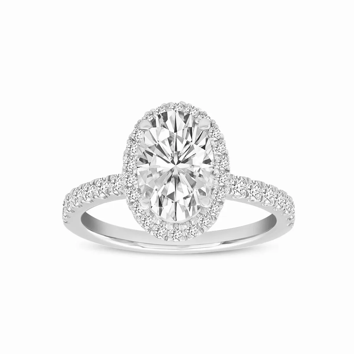 Laurentia 14K White Gold Oval Lab Grown Diamond Halo Engagement Ring - 1.96 ct by LMJ Fine Jewelry