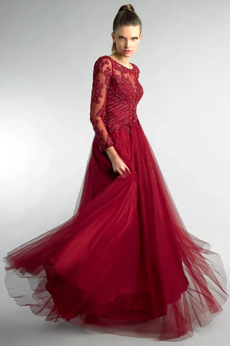 Long Sleeve Evening Gown by BASIX BLACK LABEL
