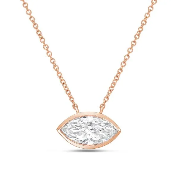 14kt Rose Gold Lab Grown East West Marquise Bezel Pendant Weighing 10.00 ct by Diana M Jewels