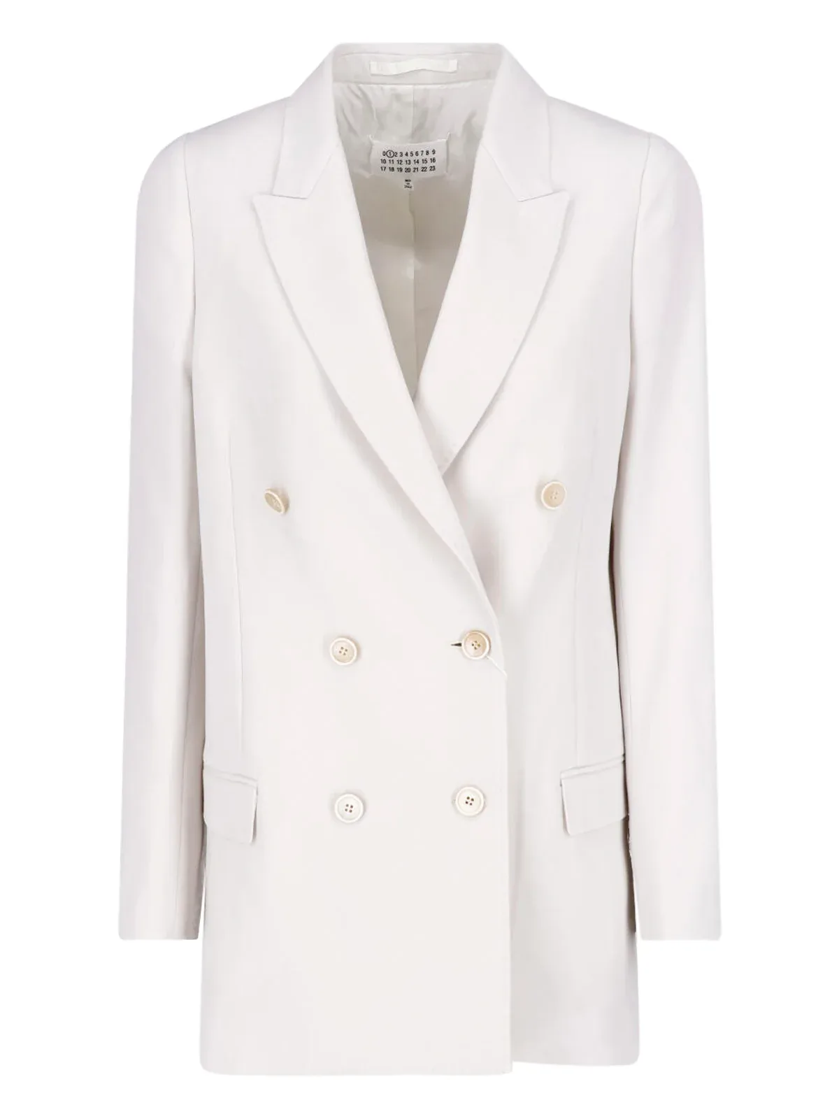 Double-Breasted White Wool Blazer with Four Stitches Logo by Maison Margiela