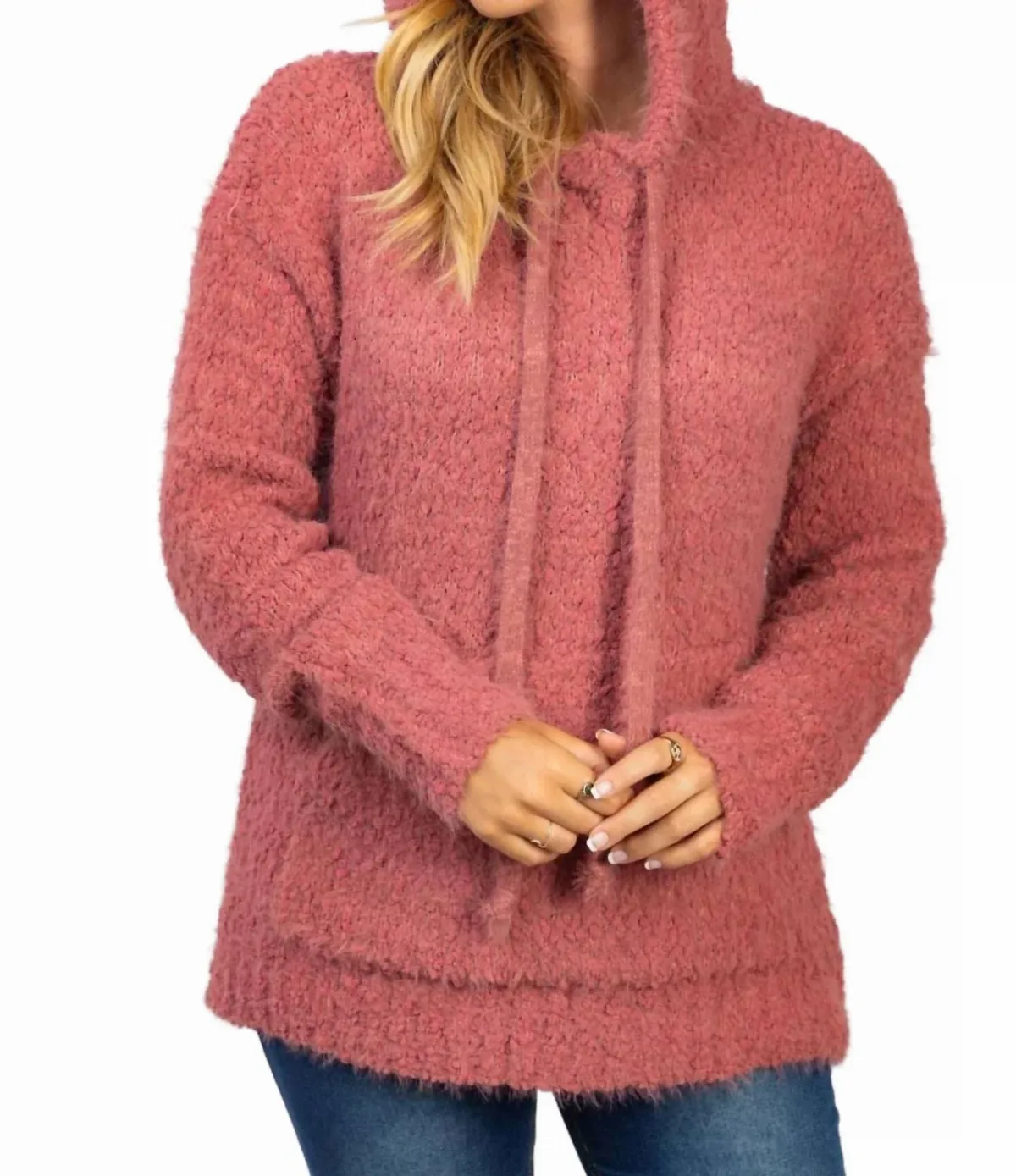 Fuzzy Knit Hoodie by White Birch