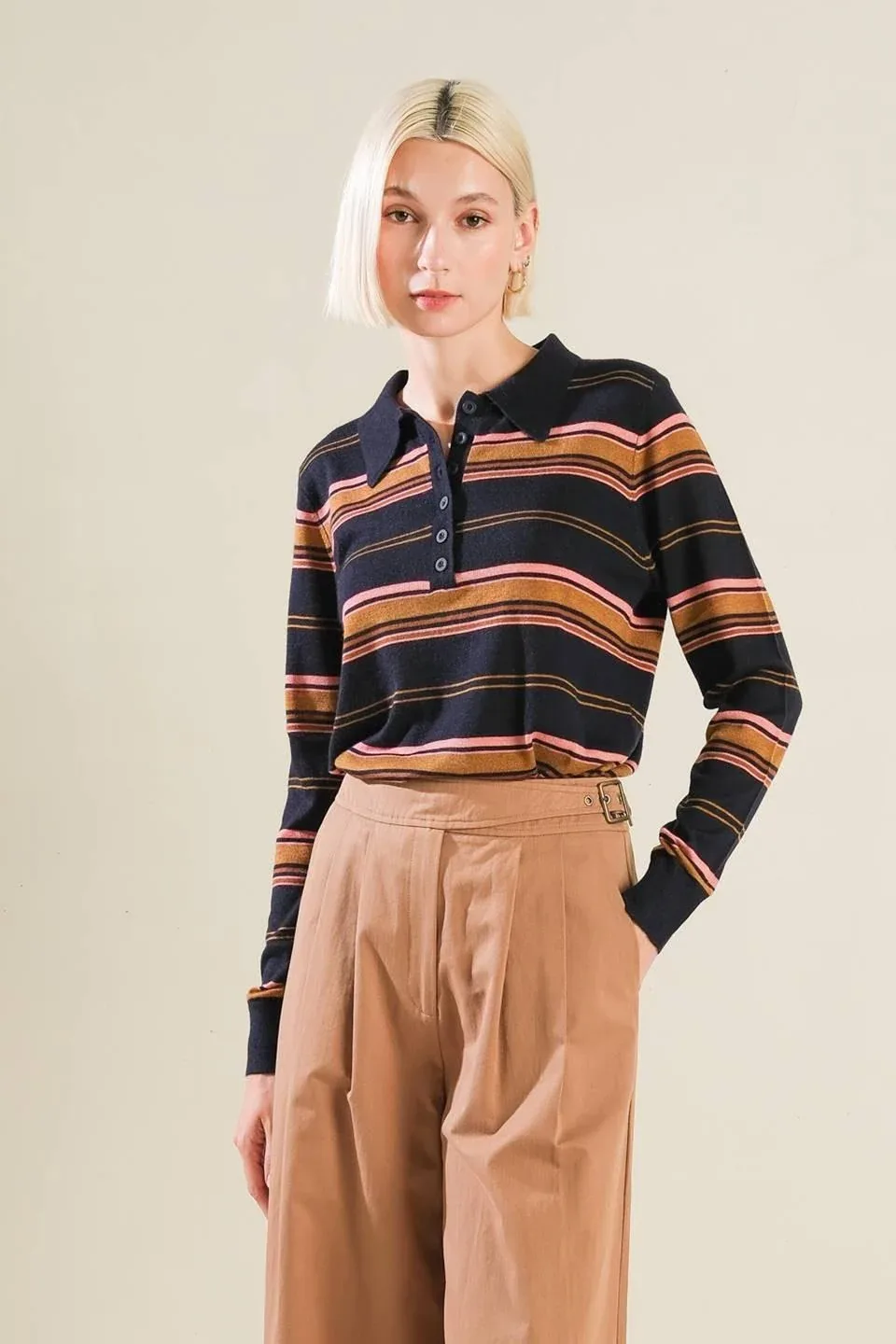 Call It Fate Sweater Polo Top by TRUEDAMES
