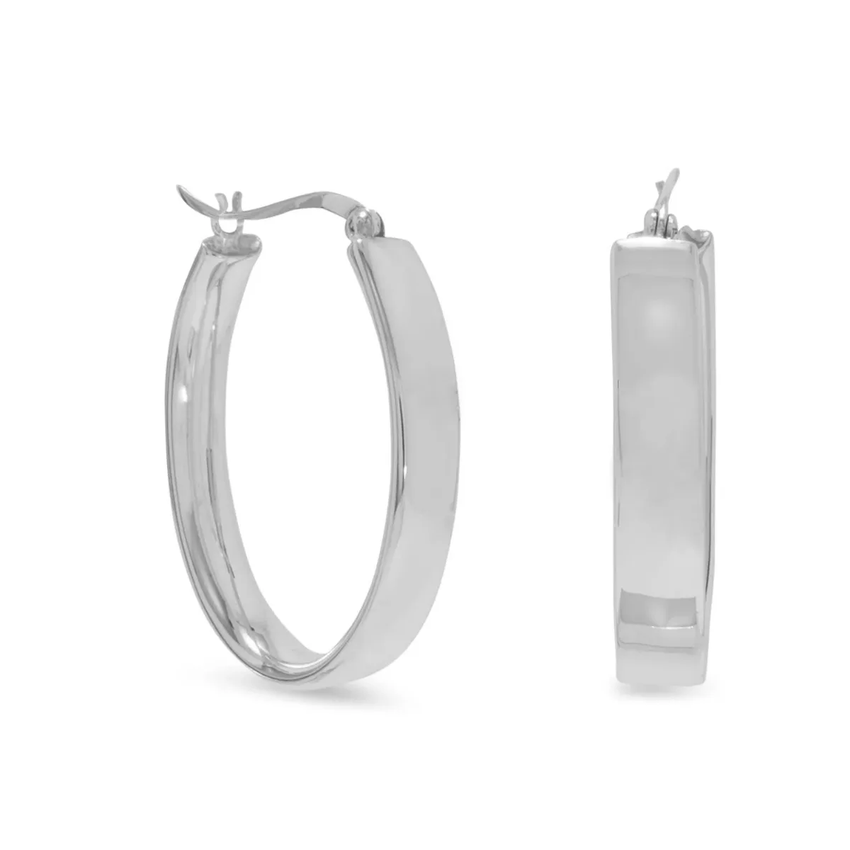 Flat 5.5mm Oval Hoop Earrings by FASHNZFAB