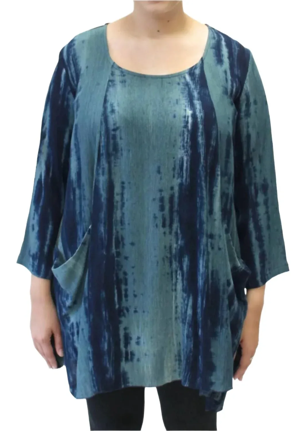 Hand Painted Two Pocket Swing Tunic in Blue by Modesce
