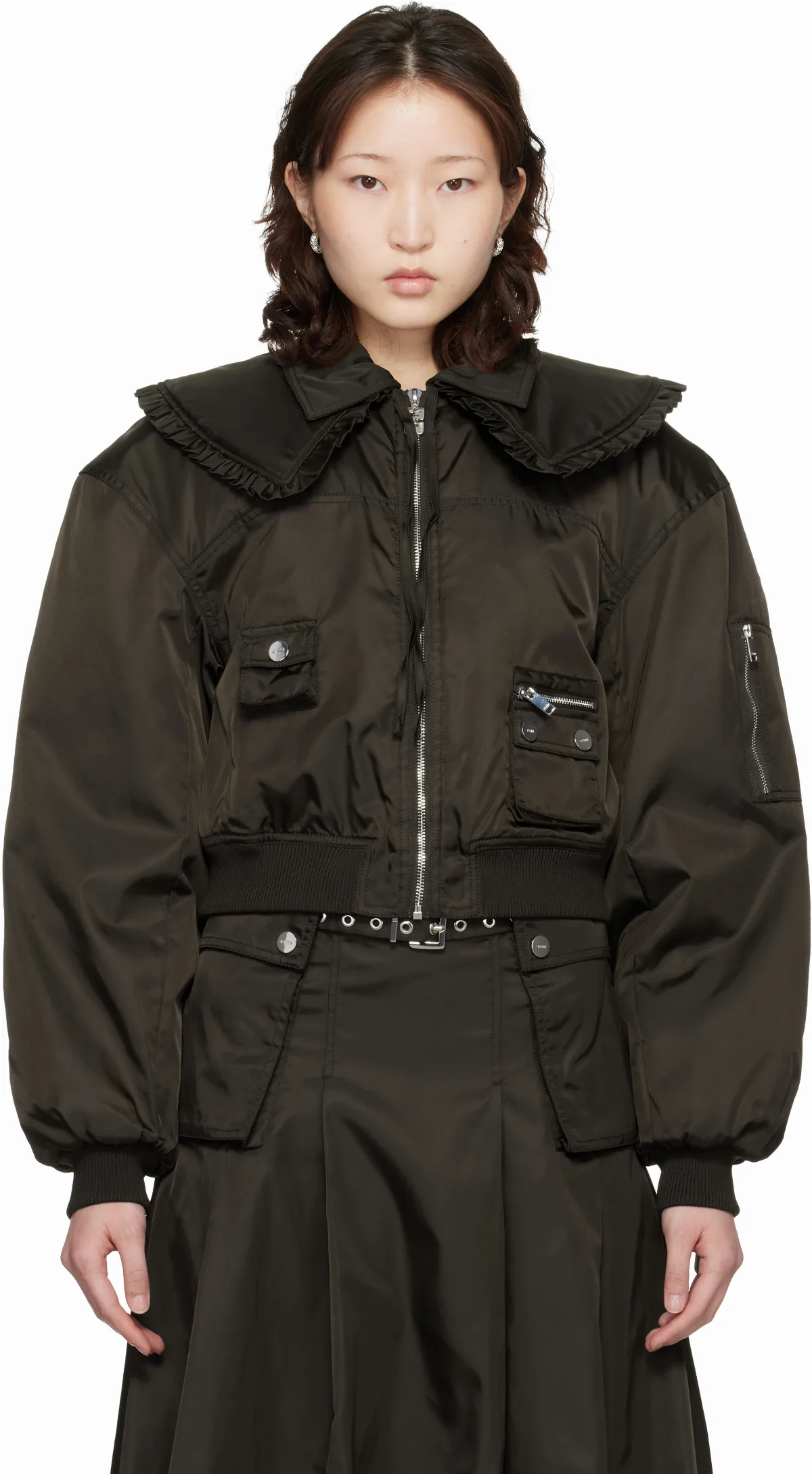 Brown Duchesse Nylon Bomber Jacket