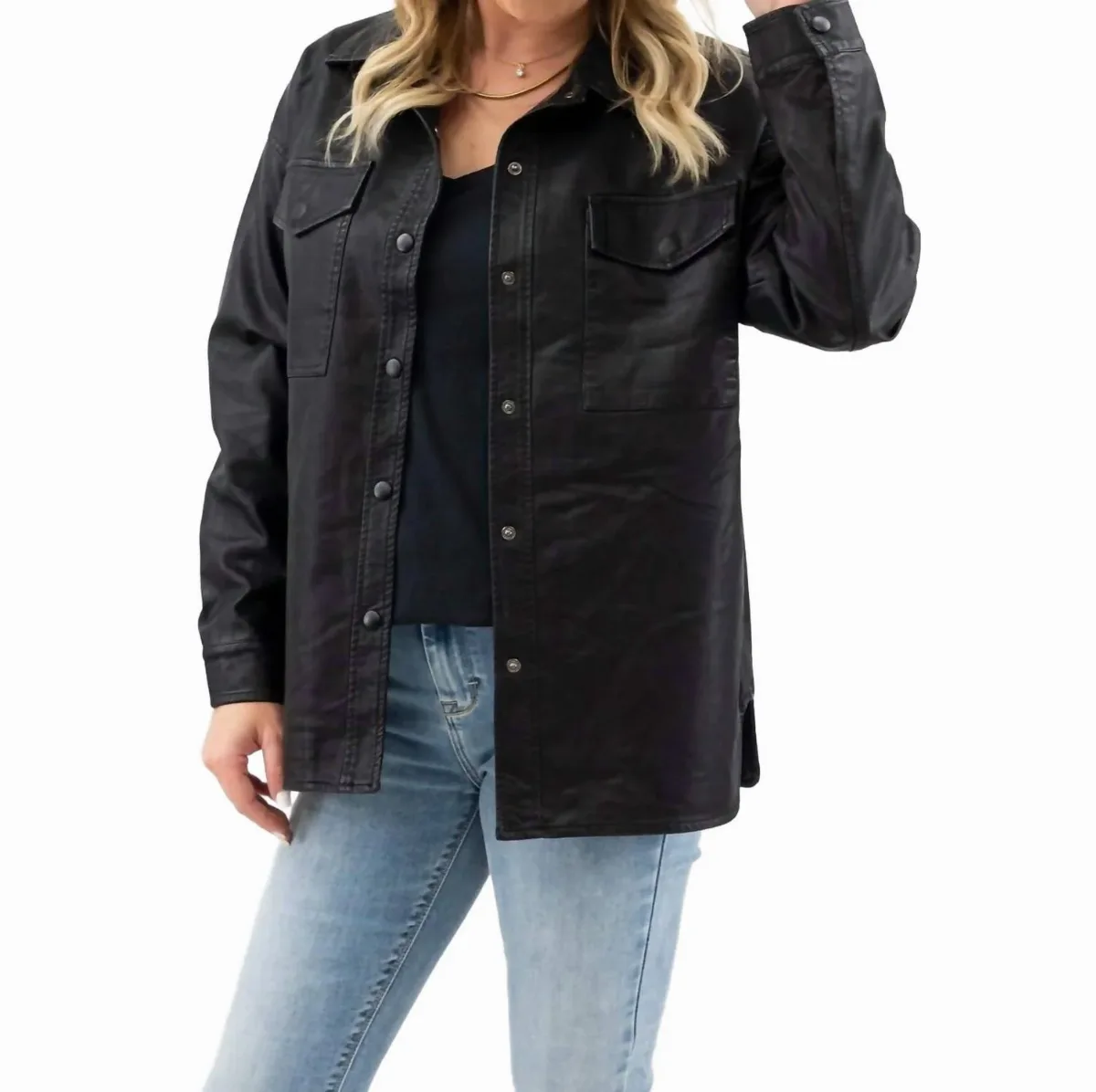 Vegan Leather Shacket by Coalition LA