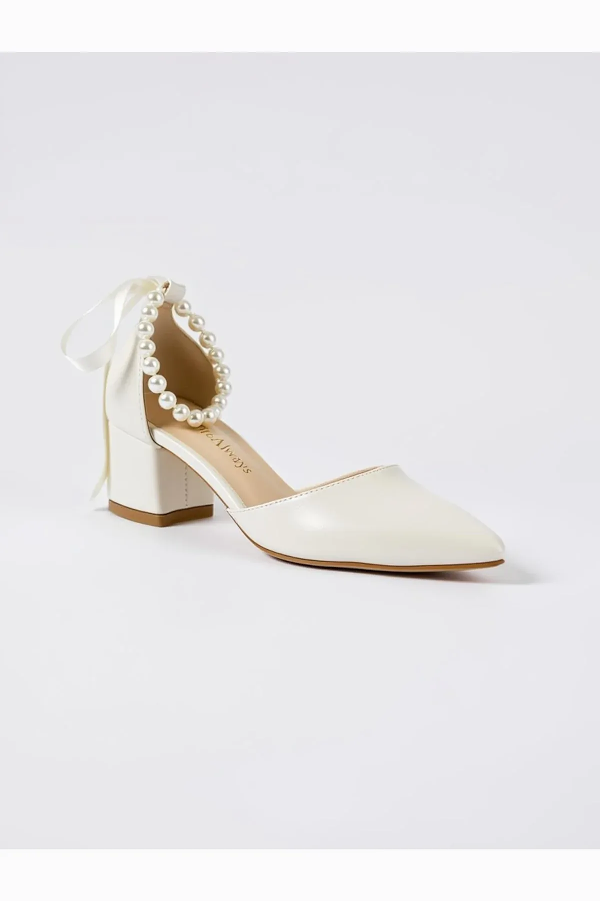 Evania Block Heel Wedding Pump by Forever & Always Shoes