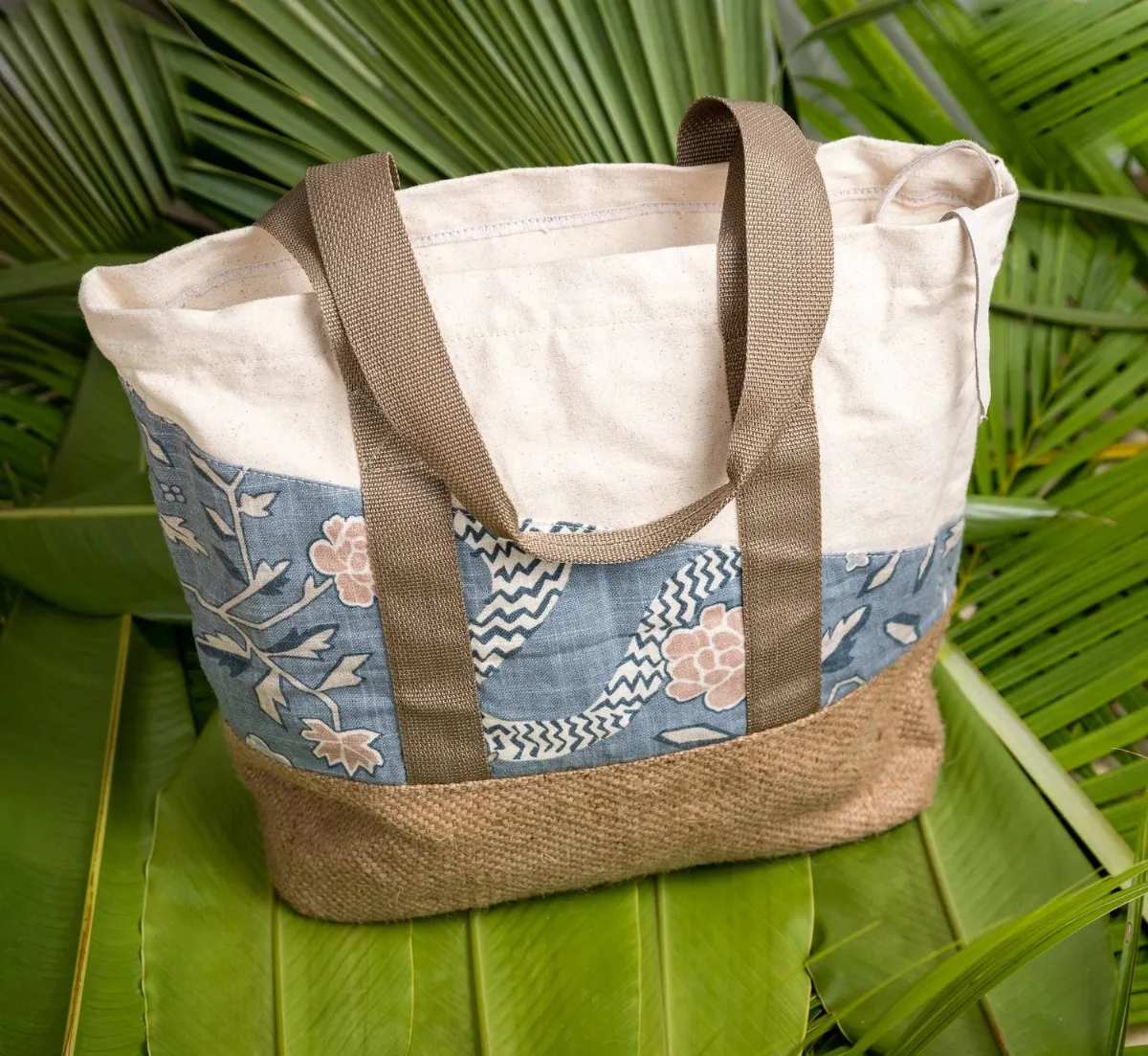 Point Judith Tote Bag in Light Blue Stem by IMSY
