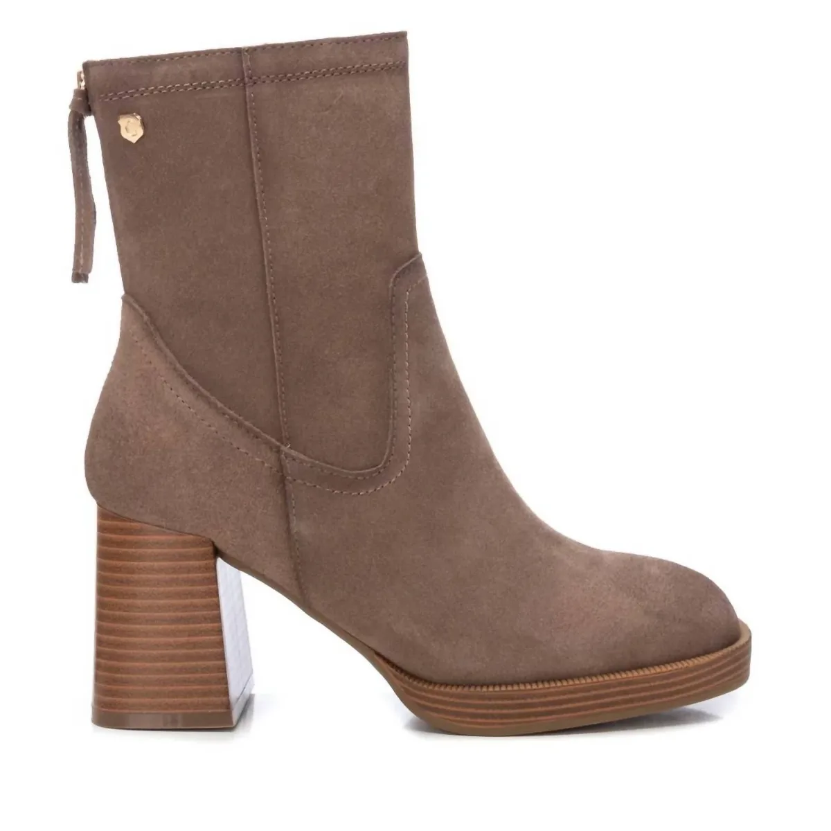 Suede Booties in Taupe by Xti