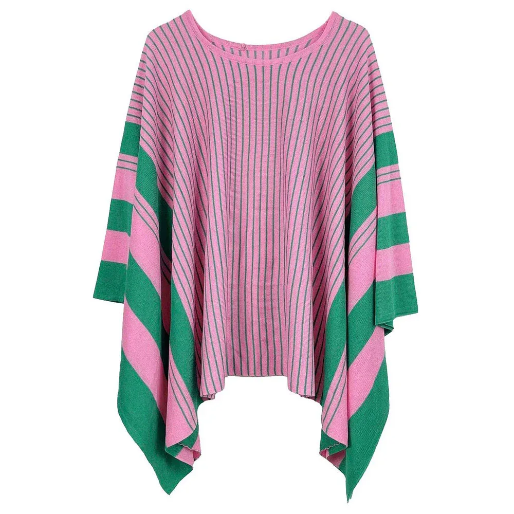 Two Tone Stripe Poncho by TRUEDAMES