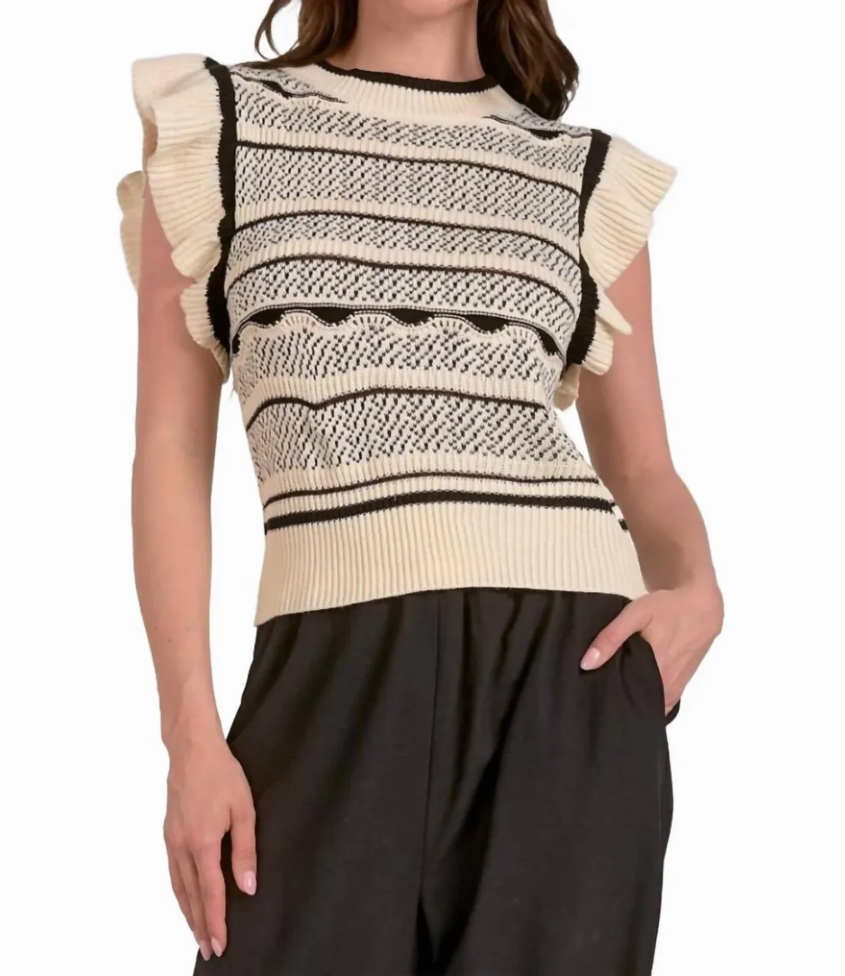 Flutter Sleeve Knit Tank by ELAN