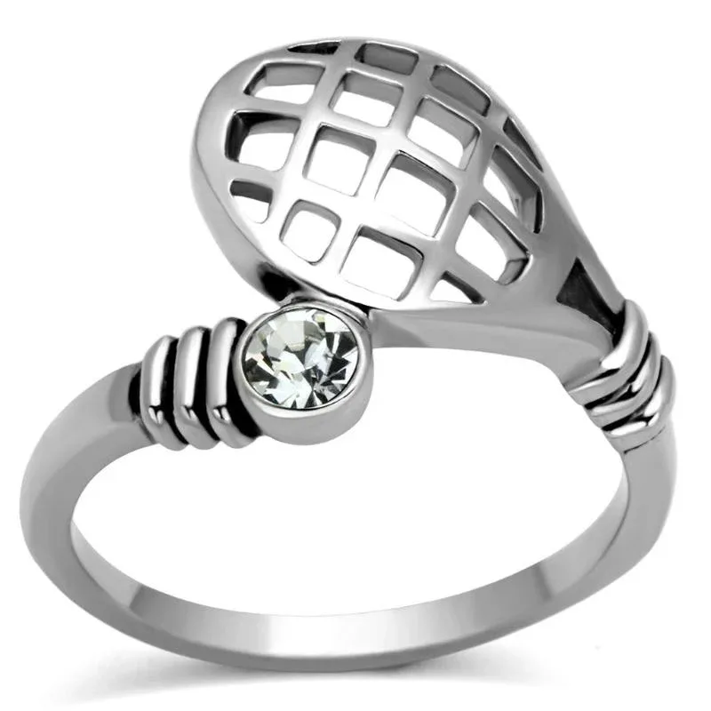 High Polished Stainless Steel Ring with Top Grade Crystal in Clear by FASHNZFAB