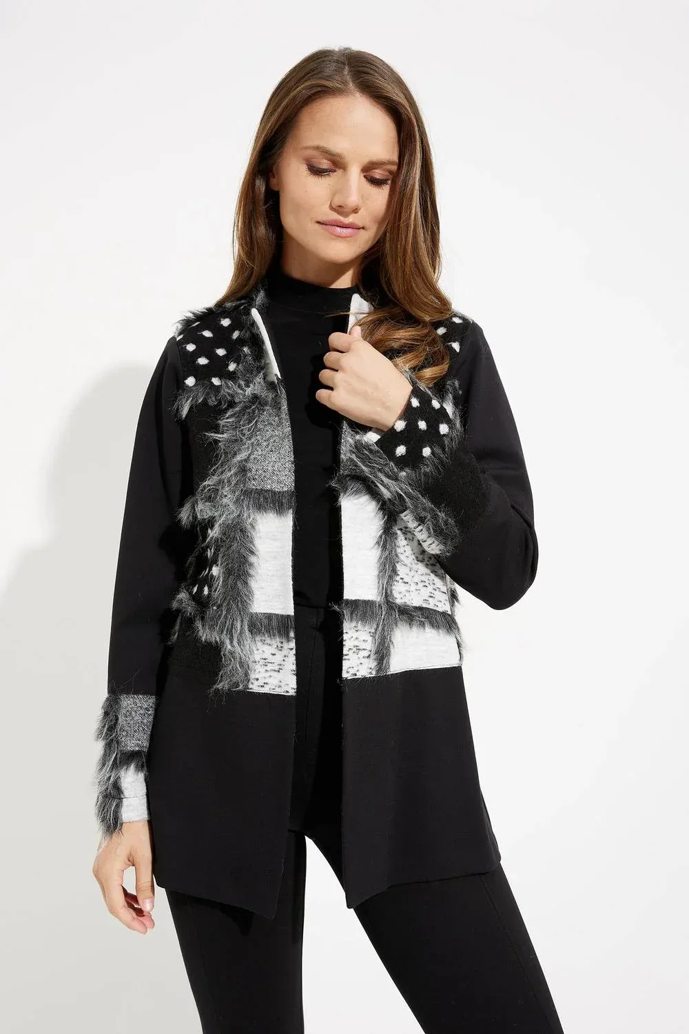 Berkely Patchwork Faux Fur Cardigan by Joseph Ribkoff