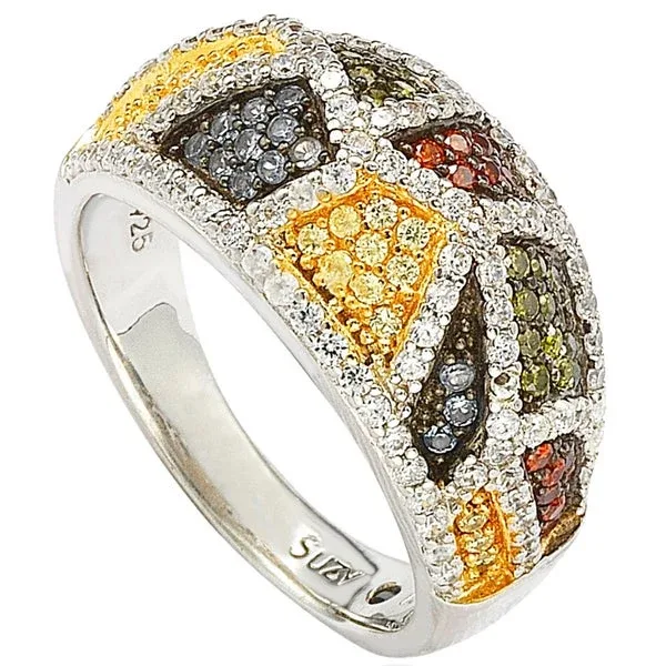 Sterling Silver Cubic Zirconia Multicolor Exotic Ring by Suzy Levian