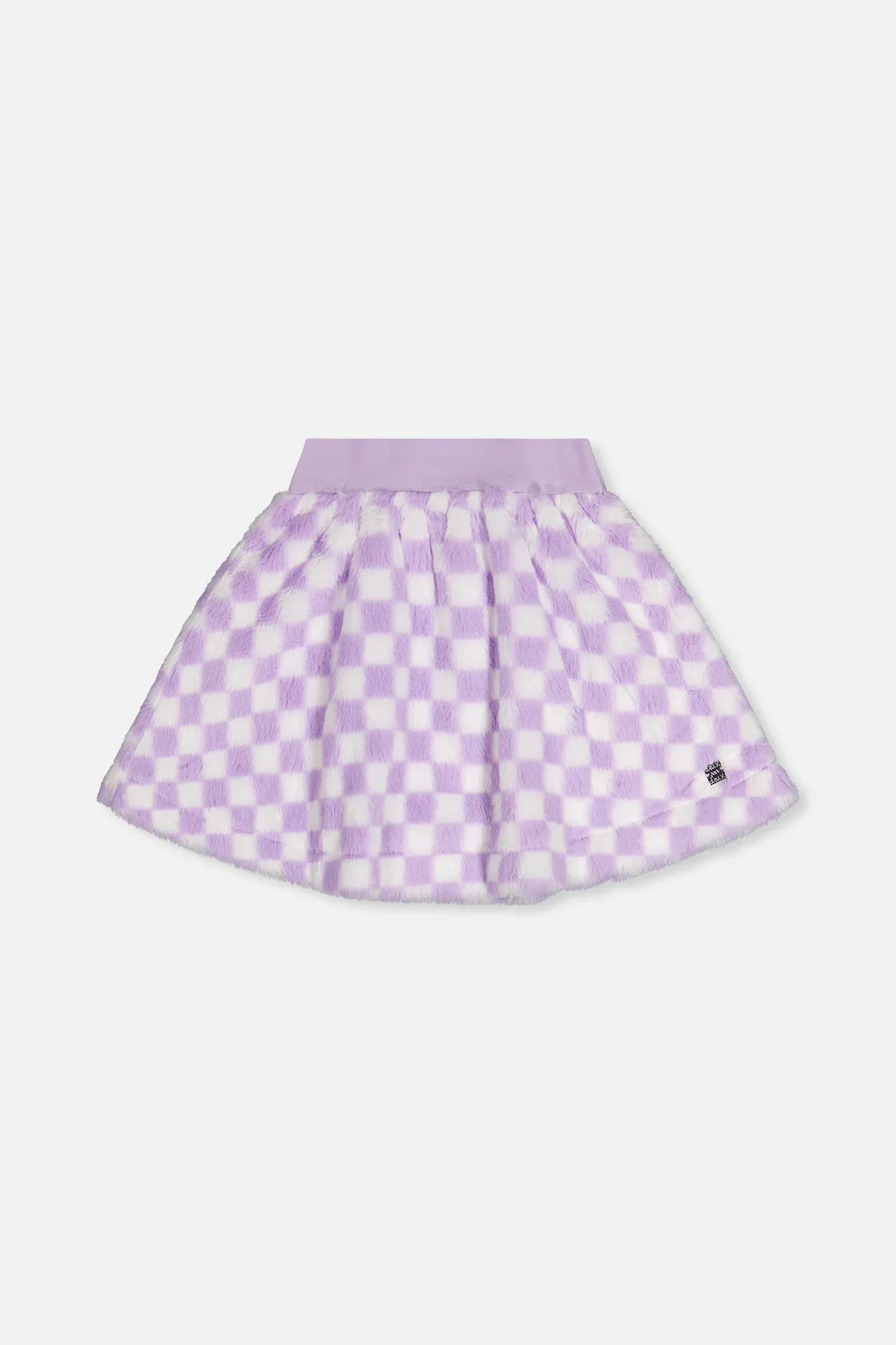 Faux Fur Skirt Lilac and White Tiles by Deux par Deux