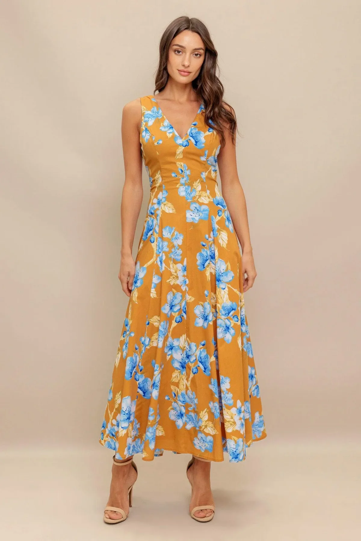 Skyblossom Rush Woven Midi Dress by TRUEDAMES