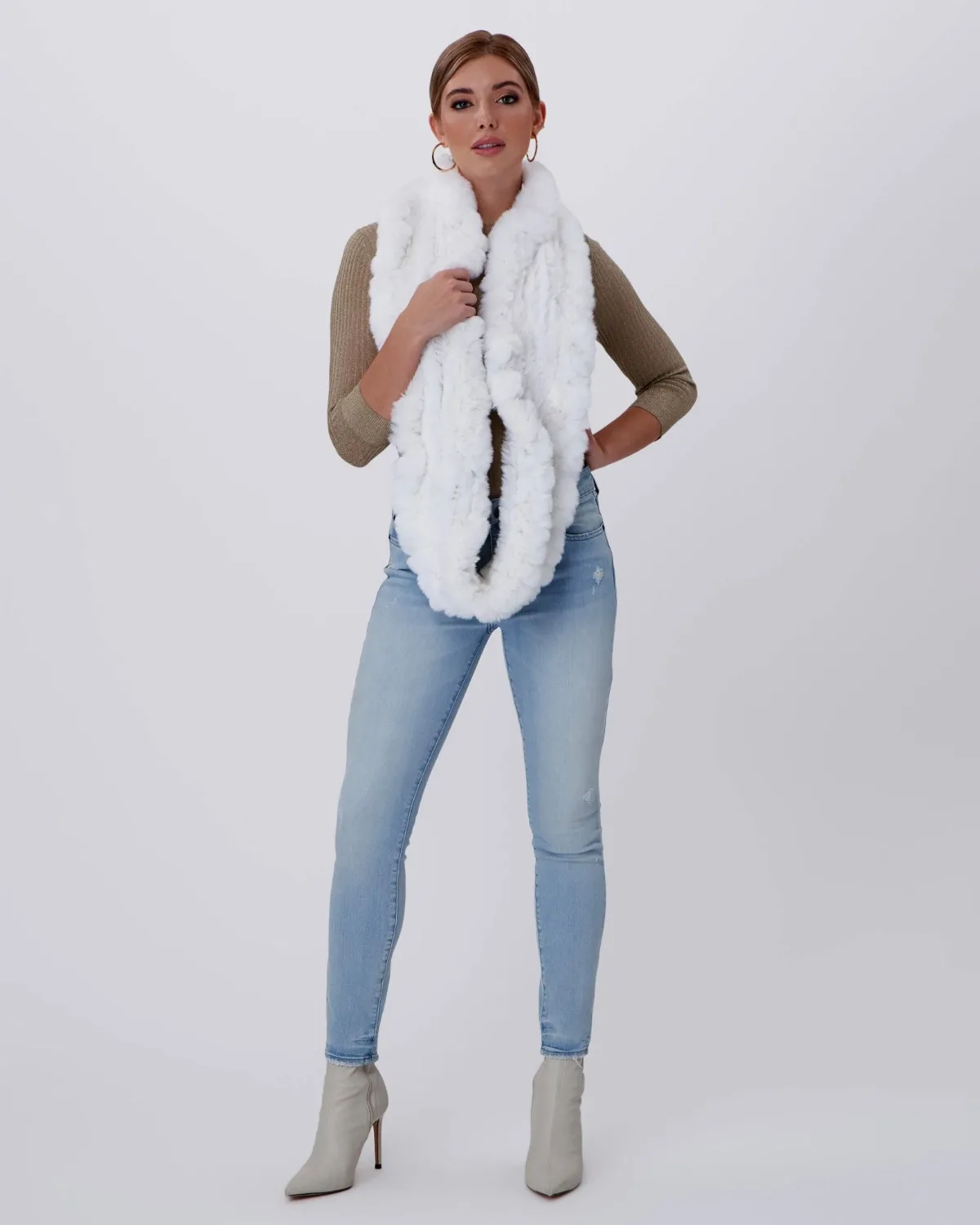 Knit Rex Rabbit Infinity Scarf by Gorski
