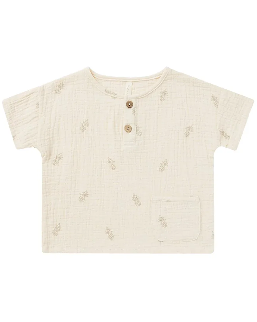 Collective Woven Henley T-Shirt by Rylee + Cru
