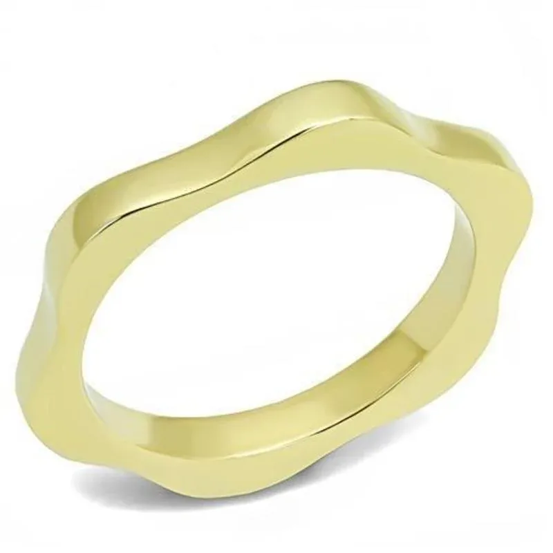 IP Gold (ion Plating) Stainless Steel Ring with No Stone by FASHNZFAB