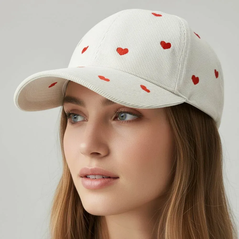 Heart Embroidery Pattern Baseball Cap