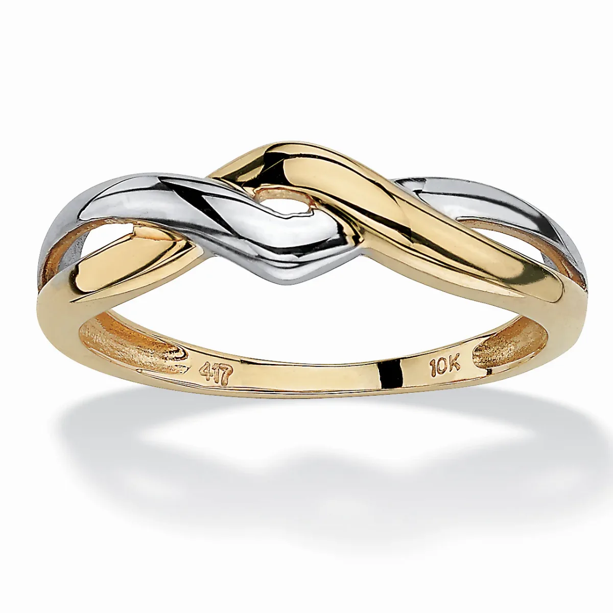 10k Yellow Gold Two-Tone Twist Ring by Palm Beach Jewelry