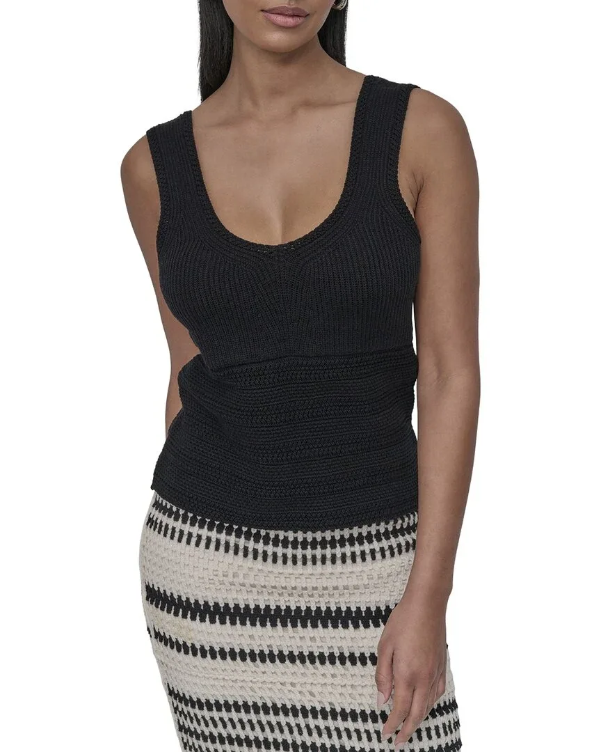 Cotton V-Neck Crochet Sweater by DKNY