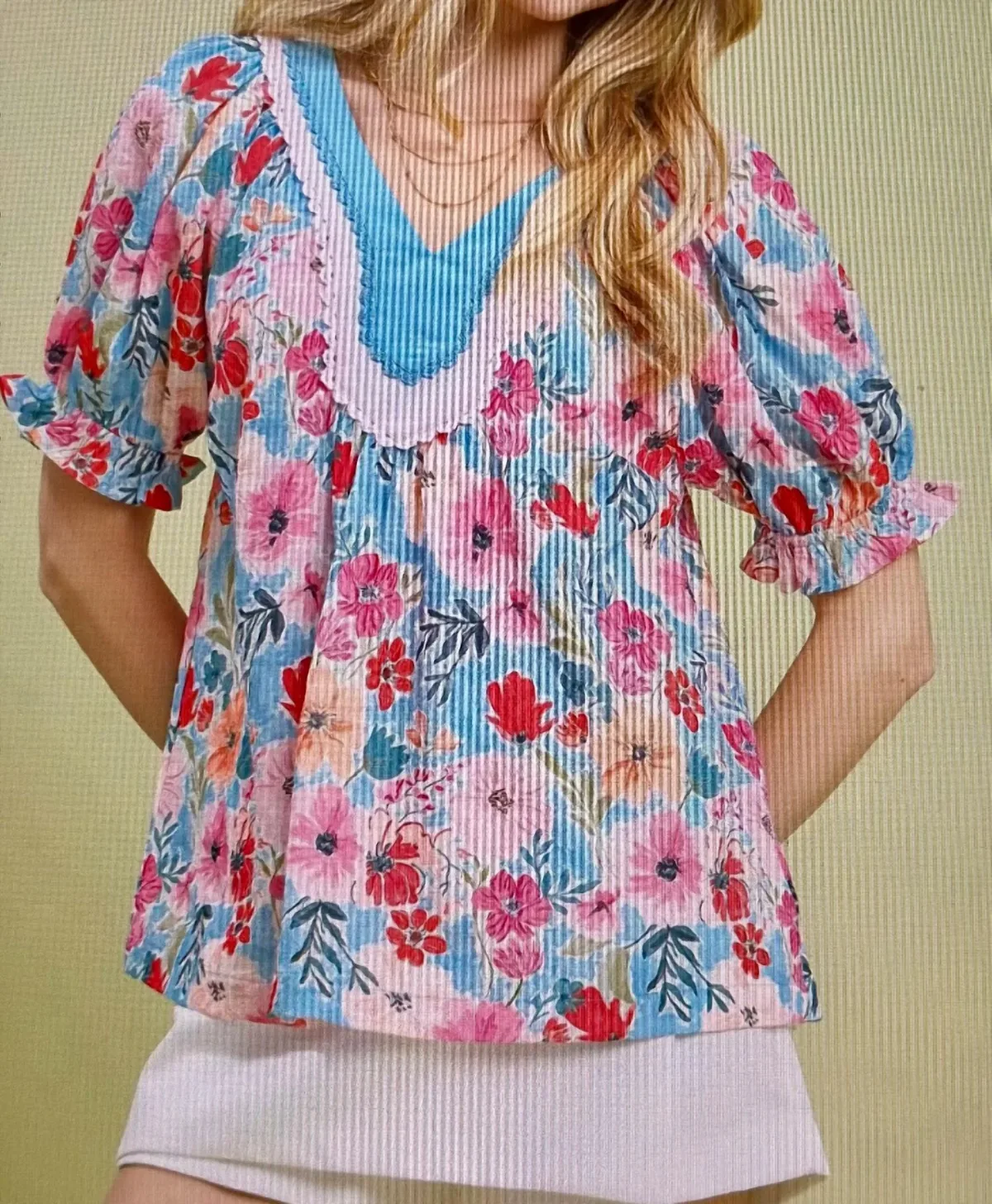 Aqua Bloom Blouse by umgee