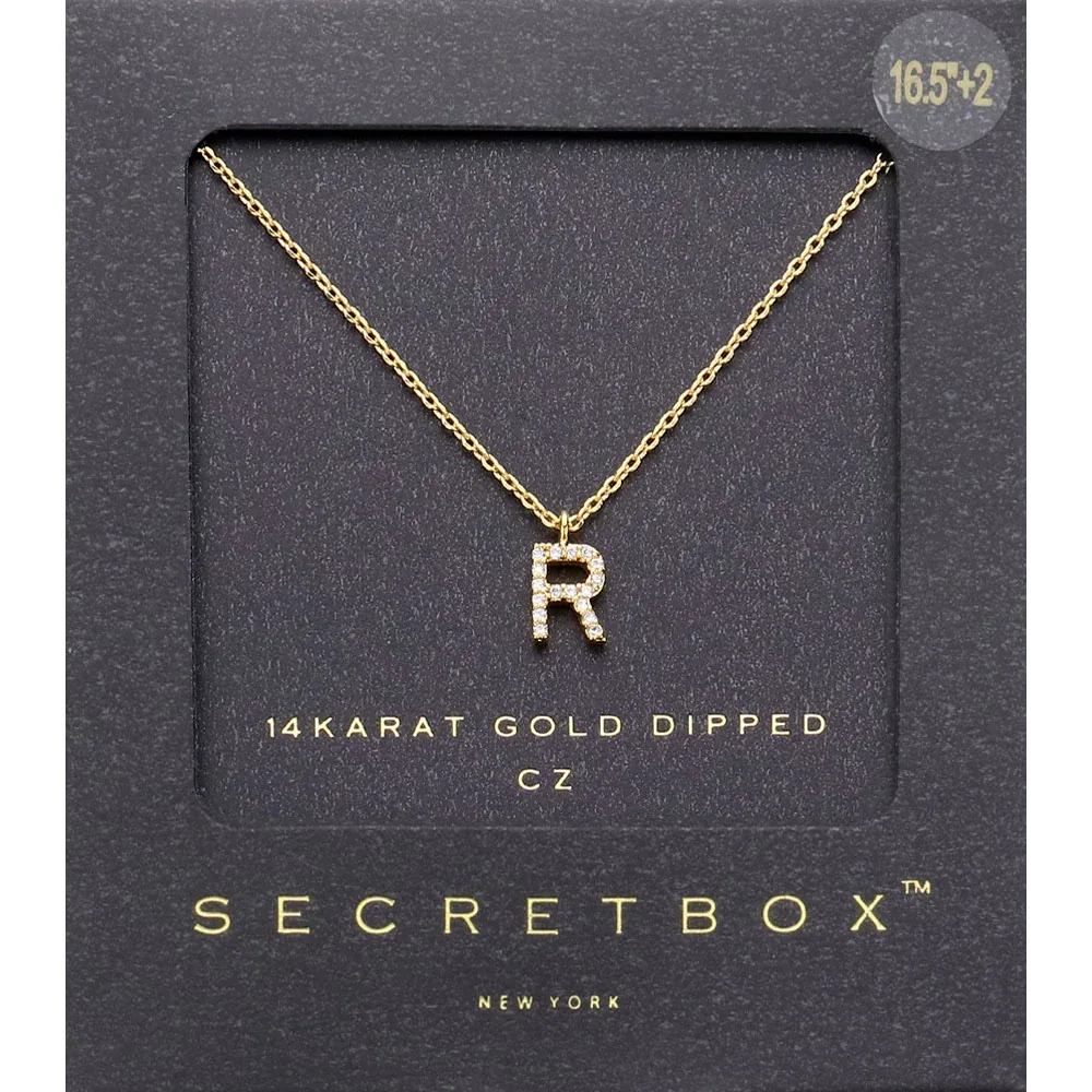 14K Gold Dipped CZ Initial Monogram Pendant Necklace by FASHNZFAB