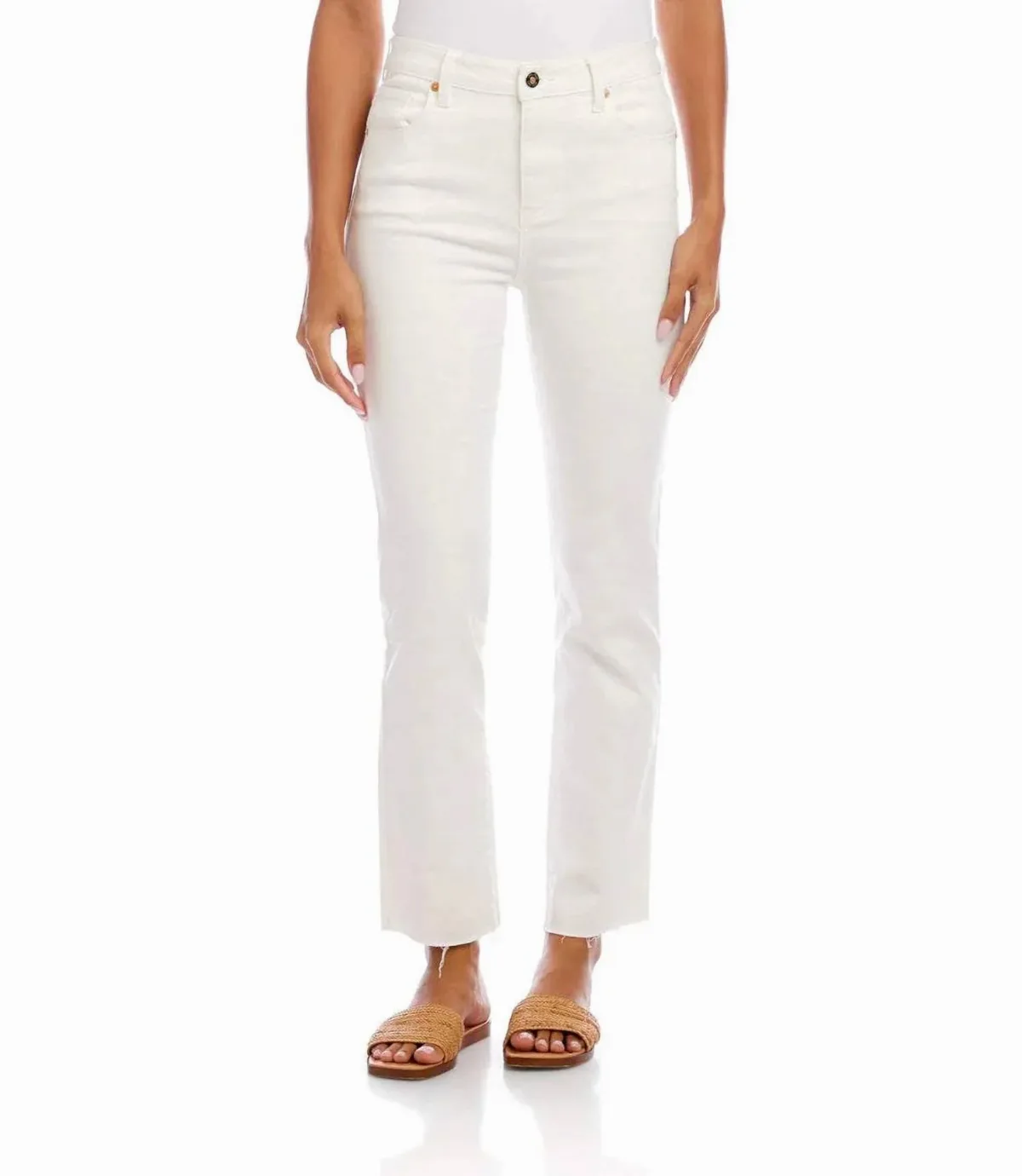 Raw Hem Straight Jeans by Karen Kane