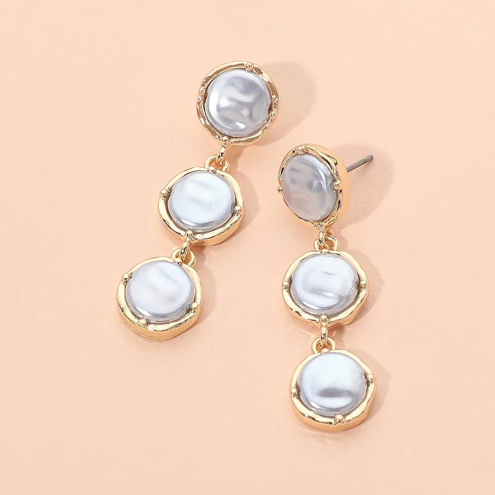 Triple Pearl Cluster Drop Earrings by FASHNZFAB