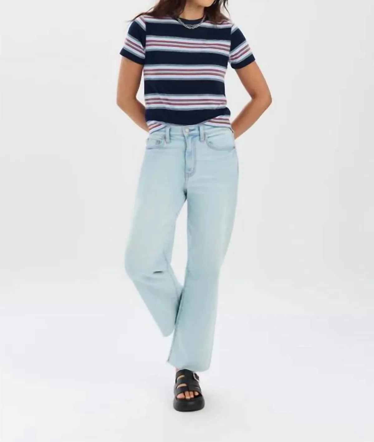 Pleaser High Rise Wide Ankle Jeans in Detour by DAZE
