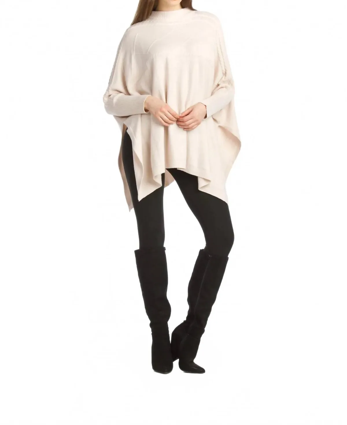 Soft Stretchy Poncho Sweater in Blush by Papillon