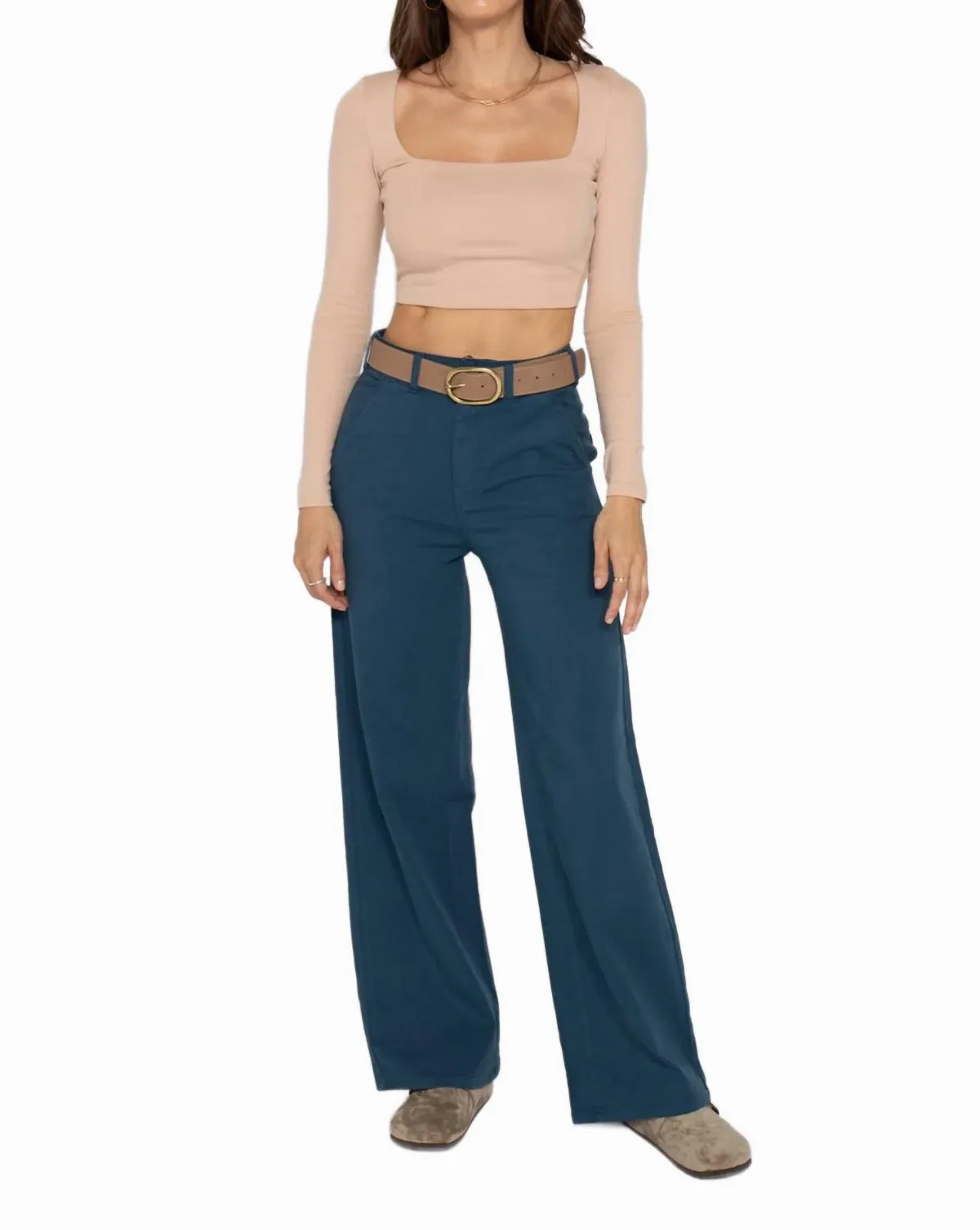 Flora Stretch High Rise Trouser Pant in Majolica by Oliver Logan
