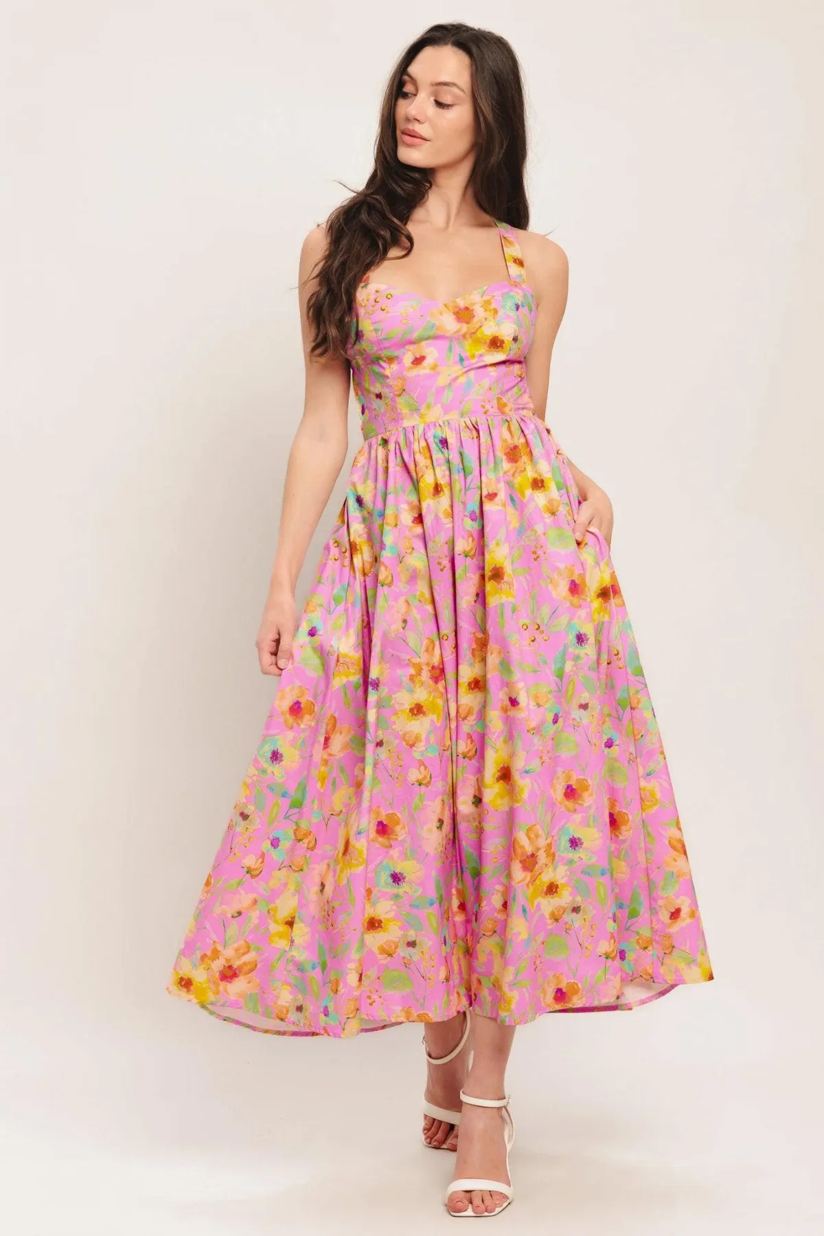 Rosy Daydream Woven Midi Dress